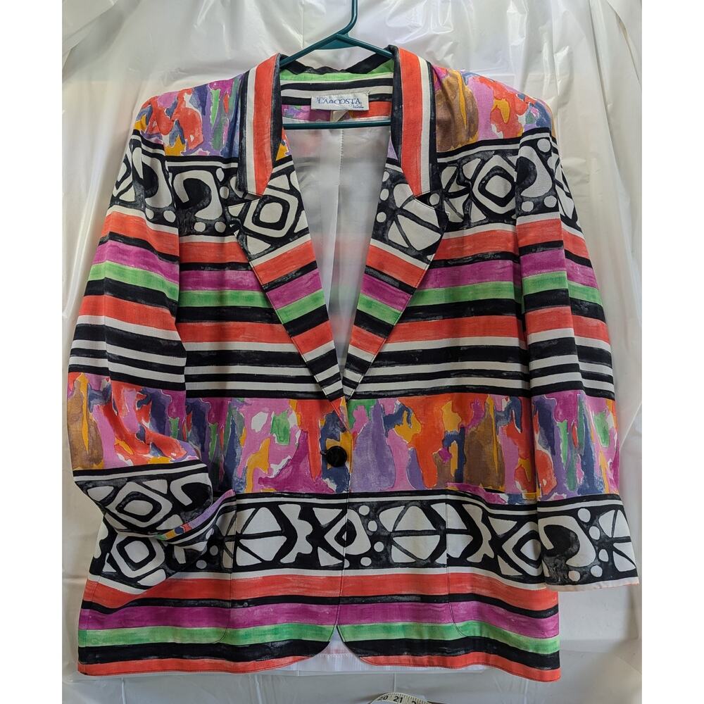 the LA Costa Spa California 80/90's Style Multi Color Blazer Size L